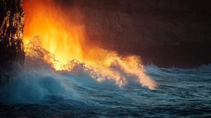 Fototapeta premium Professional Image A Wild Wave Crashing Against