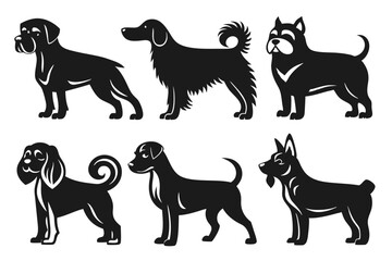 set of Dogs Breed silhouette vector illustration