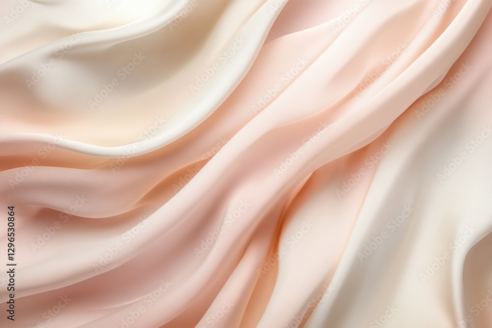 Aufkleber Soft silk fabric in pastel hues draped gracefully on a surface creating a textured, elegant background. Generative AI