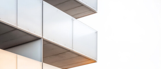 Obraz premium Modern architectural design featuring sleek balconies against a bright sky