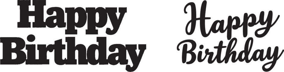  Happy Birthday typography silhouette vector art