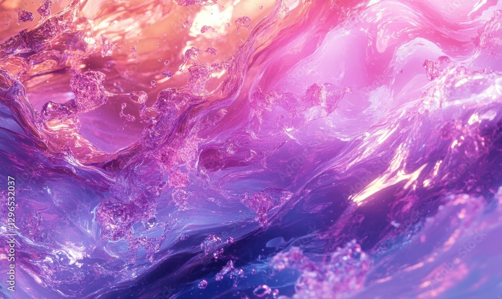 Poster abstract colorful digital wave pattern flowing dynamically with glowing pink and purple hues, creati