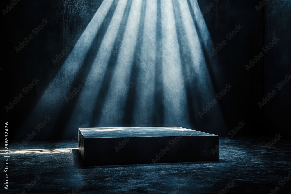 Aufkleber Spotlight shining on empty stage creating minimalist composition with light and shadow