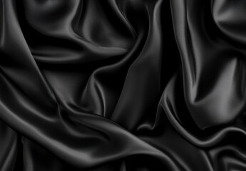 Obraz premium luxurious black velvet fabric with deep folds and texture