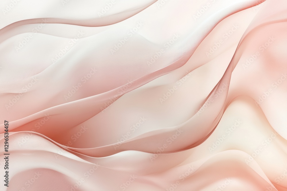 Leinwandbilder soft pink silk fabric draping gracefully with flowing curves and layers in natural light. generative