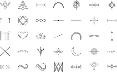 Minimalist Geometric Line Art Dividers Arrows, Shapes, and Symbols