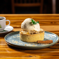 Pie with ice cream