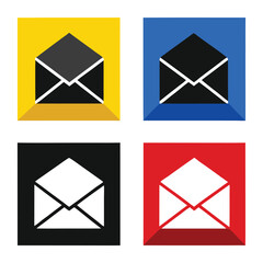Flat Design Envelope Icons Postal Mail Symbol Set
