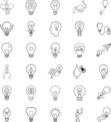 Lightbulb Icons Ideas, Innovation, Creativity, Inspiration, Solutions