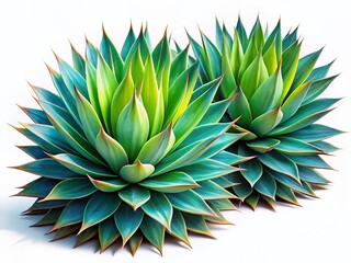 Fototapeta premium Isolated Agave Plants, Succulent Pair, Desert Plants, White Background, Botanical PNG