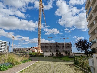 Rome, Italy - 27 February 2025, social housing buildings under construction at a large construction...