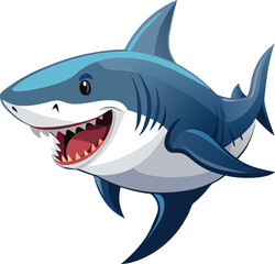shark cartoon isolated on white background illustration 