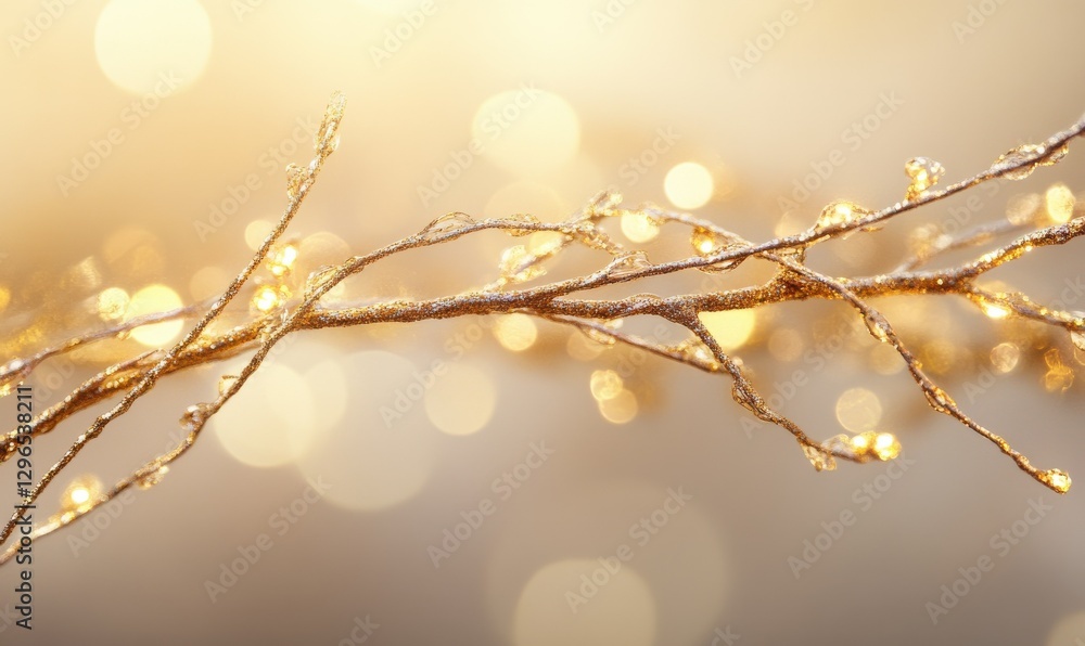 Aufkleber abstract macro shot of shimmering golden bokeh lights with a soft blurred background, creating a dre