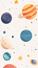Dramatic sky with clouds, stars, and a planet