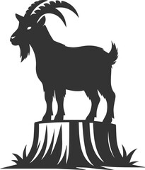 Goat standing on a tree stump animal silhouette vector