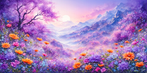Serene Mountain Meadow at Sunrise