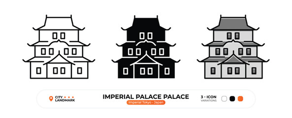 Imperial Palace Palace  Line Icon. Imperial Tokyo, Japan , Color Symbol, Chill Out Sign, Editable Stroke.