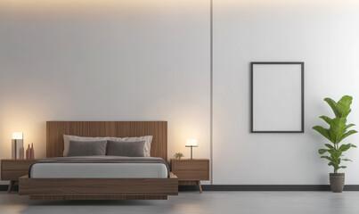 Modern bedroom with minimal decor and natural light for serene relaxation