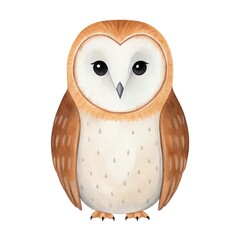Obraz premium a cute barn owl illustration, standing gracefully against a plain background. The owl has big, round eyes and soft feathers