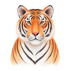 Fototapeta premium a close-up illustration of a majestic tiger. The tiger's face is detailed with vibrant orange and black stripes