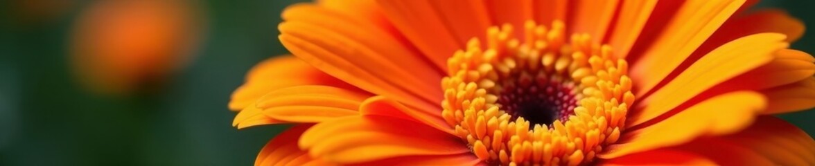 Vibrant orange gerbera, close-up, full bloom, petals, pollen, gerbera daisy, photography, orange