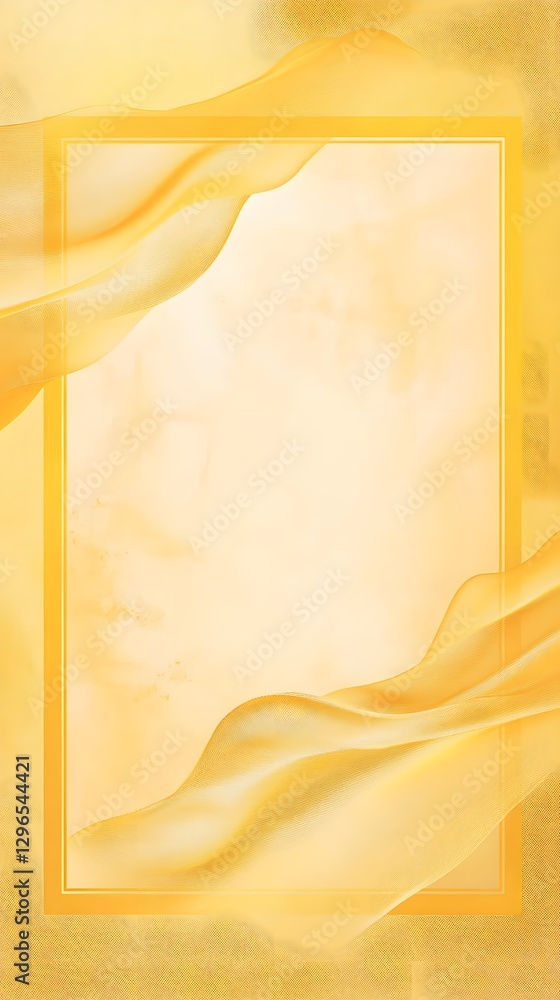 Poster a yellow background framed with flowing fabric and a soft border
