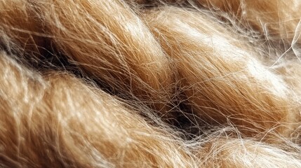 Fototapeta premium This image captures a close-up of plush golden fabric, revealing its soft, textured fibers that create a warm and inviting aesthetic, perfect for textiles and upholstery.