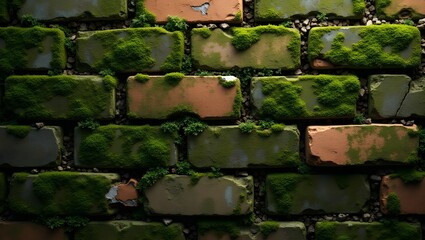 brick wall with green grass