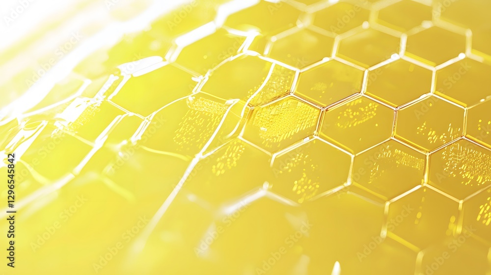 Poster abstract representation of cellular structures with yellow color gradient