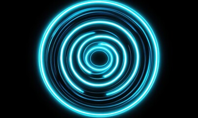 Fototapeta premium Abstract swirling patterns of blue and green neon light forming a dynamic visual against a dark background, symbolizing energy and motion