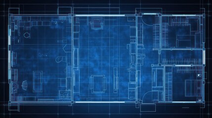 Obraz premium Architectural Floor Plan, Modern Building, Interior Design, Blueprint