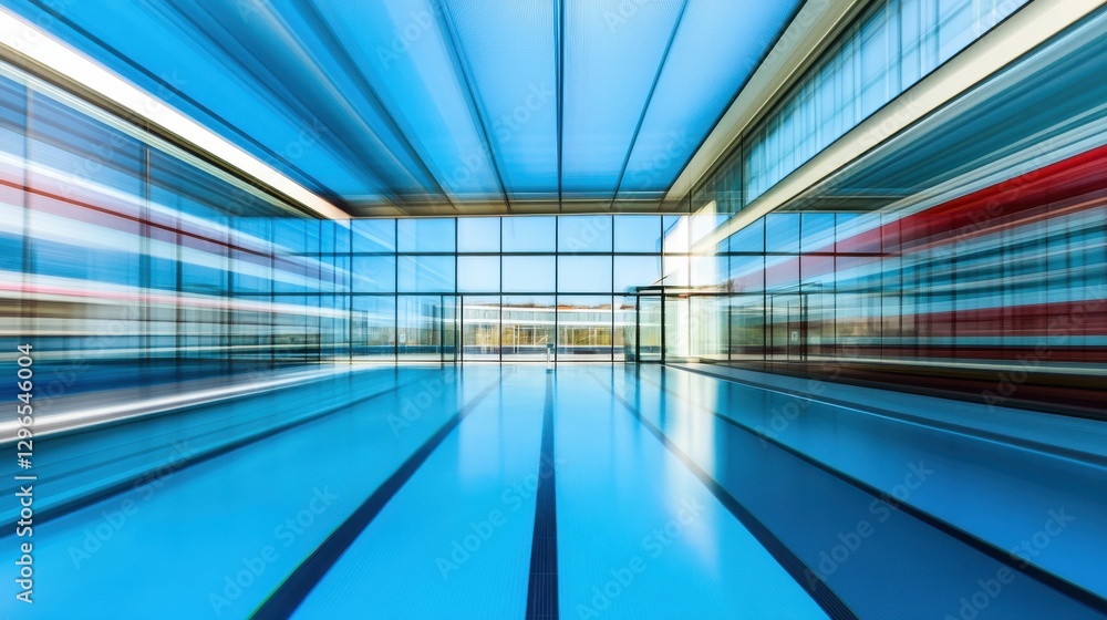 Poster dynamic dive into a luminescent pool with motion blur