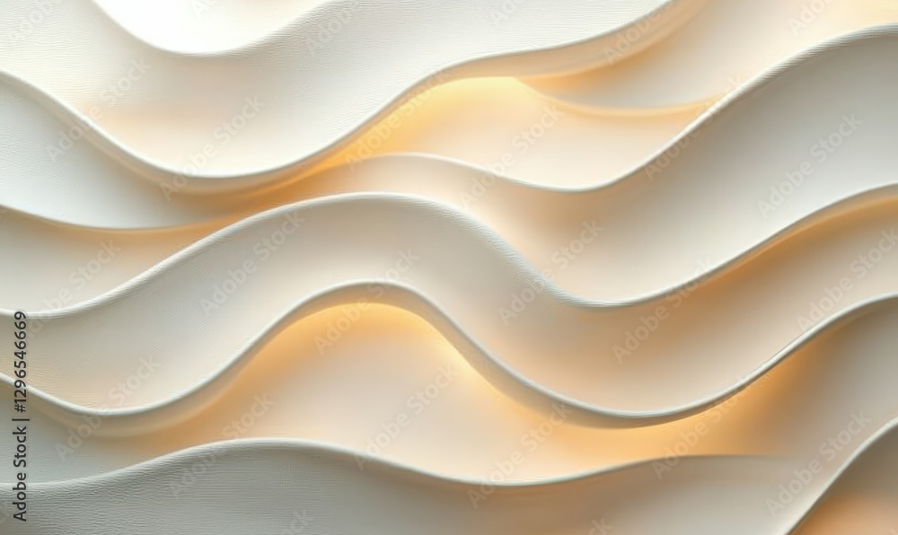 Poster undulating cream waves with soft lighting and gentle shadows cascading.