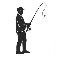 Fishing man silhouette vector illustration