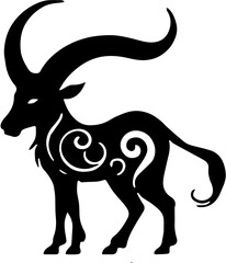 silhouette of the zodiac sign Capricorn on a white background