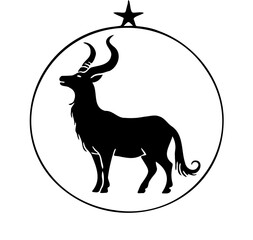 silhouette of the zodiac sign Capricorn on a white background
