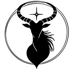 silhouette of the zodiac sign Capricorn on a white background