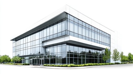Obraz premium Modern office building exterior, city scape, commercial property, architecture, isolated