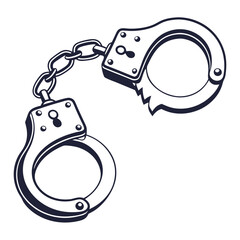 handcuff silhouette vector illustration, Police Issues handcuff Lock icon vector
