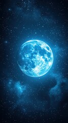 Blue Moon Night Sky Space Fantasy Art