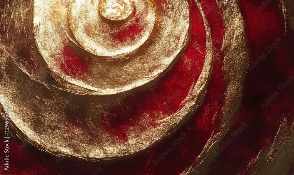 Aufkleber bold abstract swirl of metallic gold and deep red textures illuminated by soft glowing light creatin