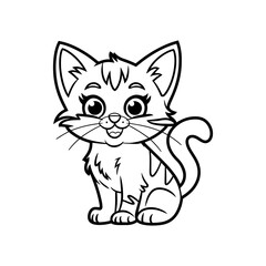 Obraz premium Cute Kitten Silhouette Icon – Adorable Cartoon Cat Vector Illustration for Pet, Animal, and Design Projects