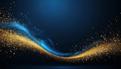 Blue Abstract Background Shines with Gold Dust