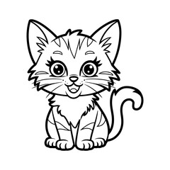 Fototapeta premium Cute Kitten Silhouette Icon – Adorable Cartoon Cat Vector Illustration for Pet, Animal, and Design Projects