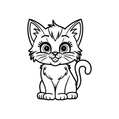 Obraz premium Cute Kitten Silhouette Icon – Adorable Cartoon Cat Vector Illustration for Pet, Animal, and Design Projects