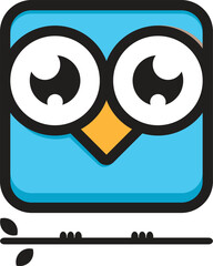 Mobile light blue owl icon with a modern minimalist creative design. A symbol of brightness, intelligence and professionalism. Suitable for brand, business and corporate product identities