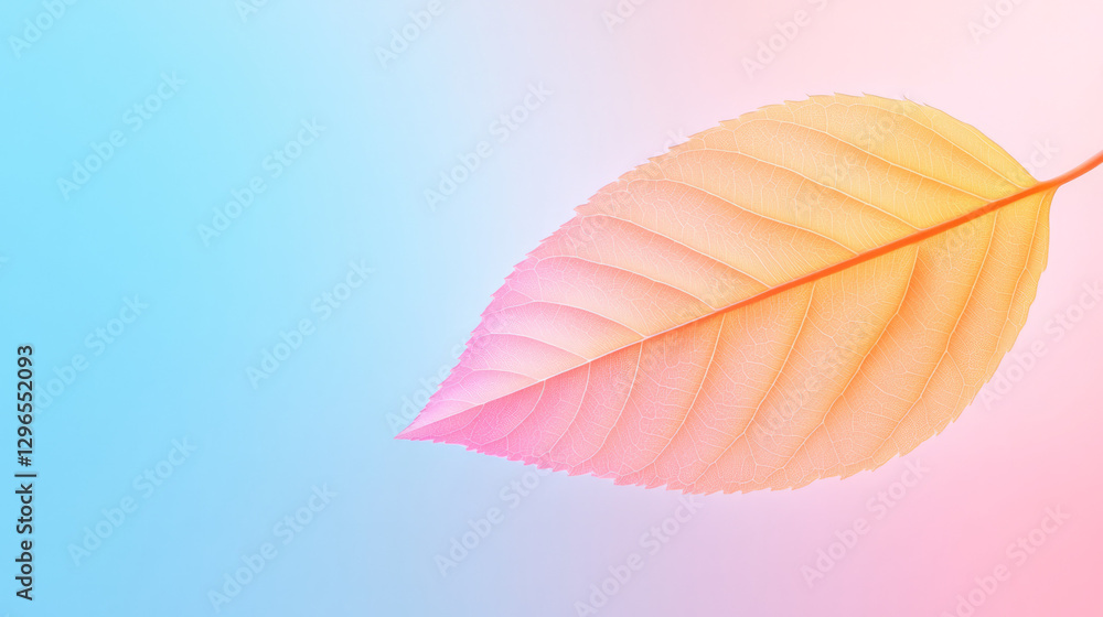 Aufkleber macro-level capture of a single leaf with radiant sunlight shining through its translucent surface,