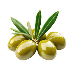 green olives on white background