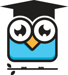 Mobile light blue owl icon with a modern minimalist creative design. A symbol of brightness, intelligence and professionalism. Suitable for brand, business and corporate product identities