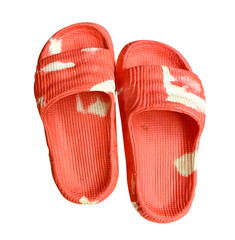 pair of red flip flops isolated on white background